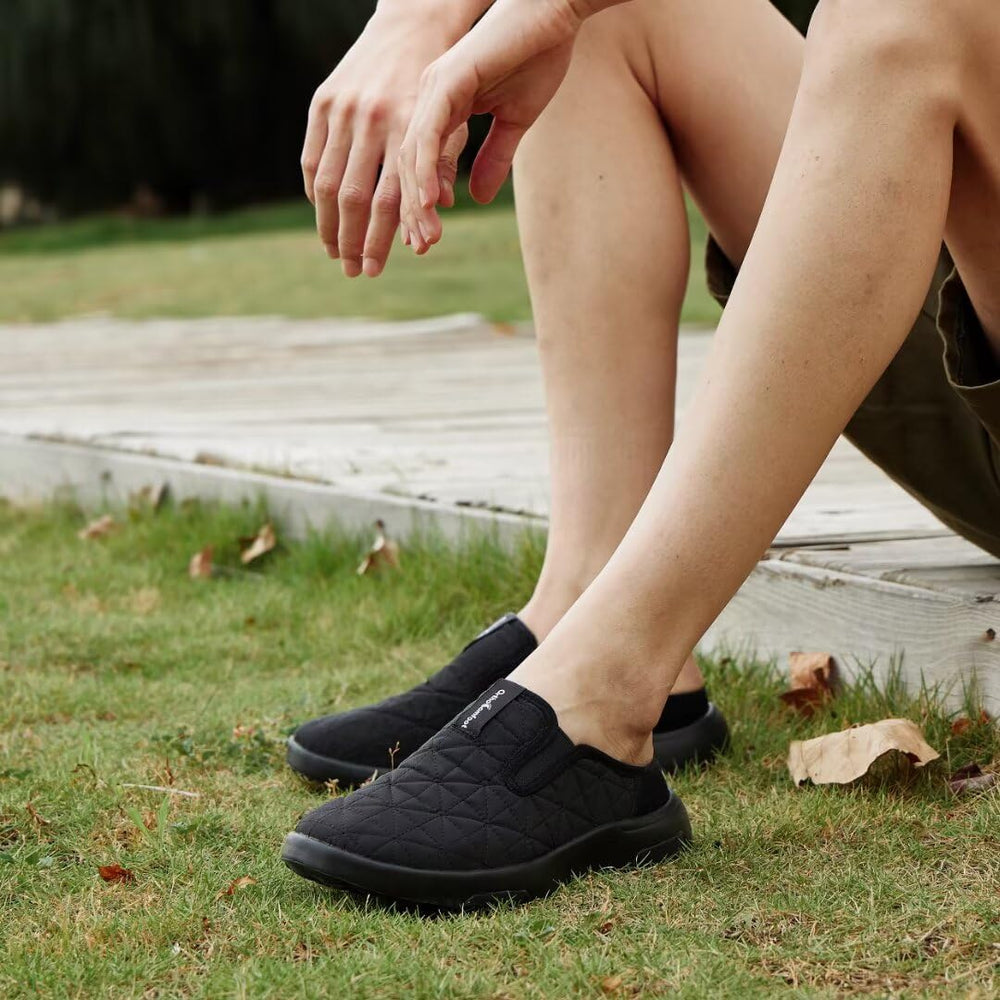 OrthoComfoot loafers top view highlighting breathable suede and umbrella fabric upper