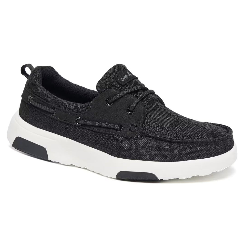 OrthoComfoot slip-on arch-support shoe in black, ideal for daily arch support and comfort