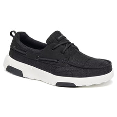 OrthoComfoot slip-on arch-support shoe in black, ideal for daily arch support and comfort