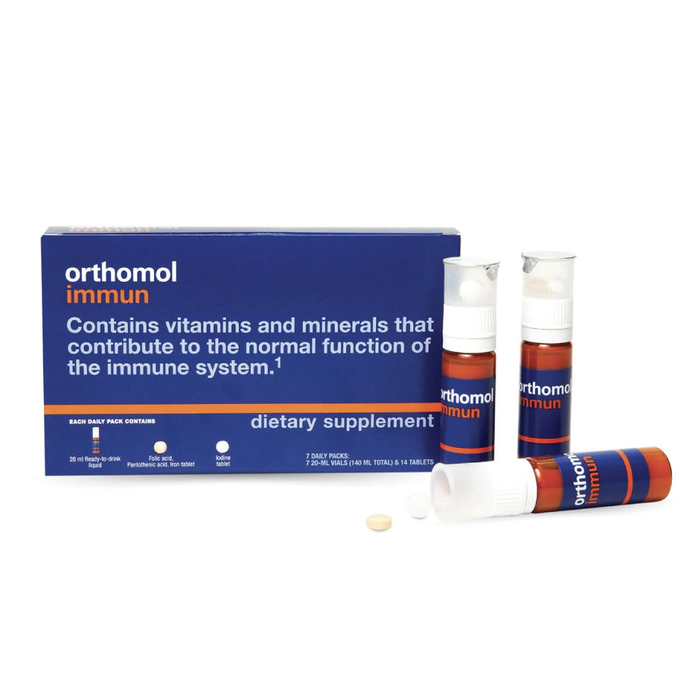 Orthomol Immun daily-pack front view showing the compact daily immune support package.