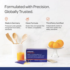 A prepared Orthomol Immun Pro drink ready to enjoy after a meal.