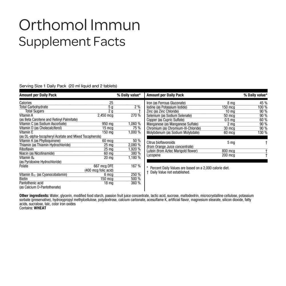 Orthomol Immun tablets close-up highlighting the nutrient blend for daily wellness.