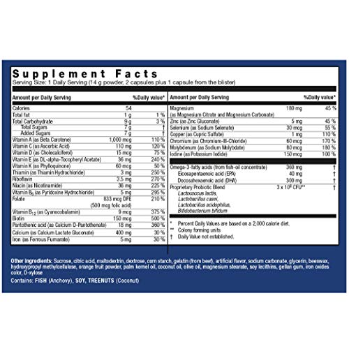 Orthomol Natal nutrition facts panel close-up for planning a routine