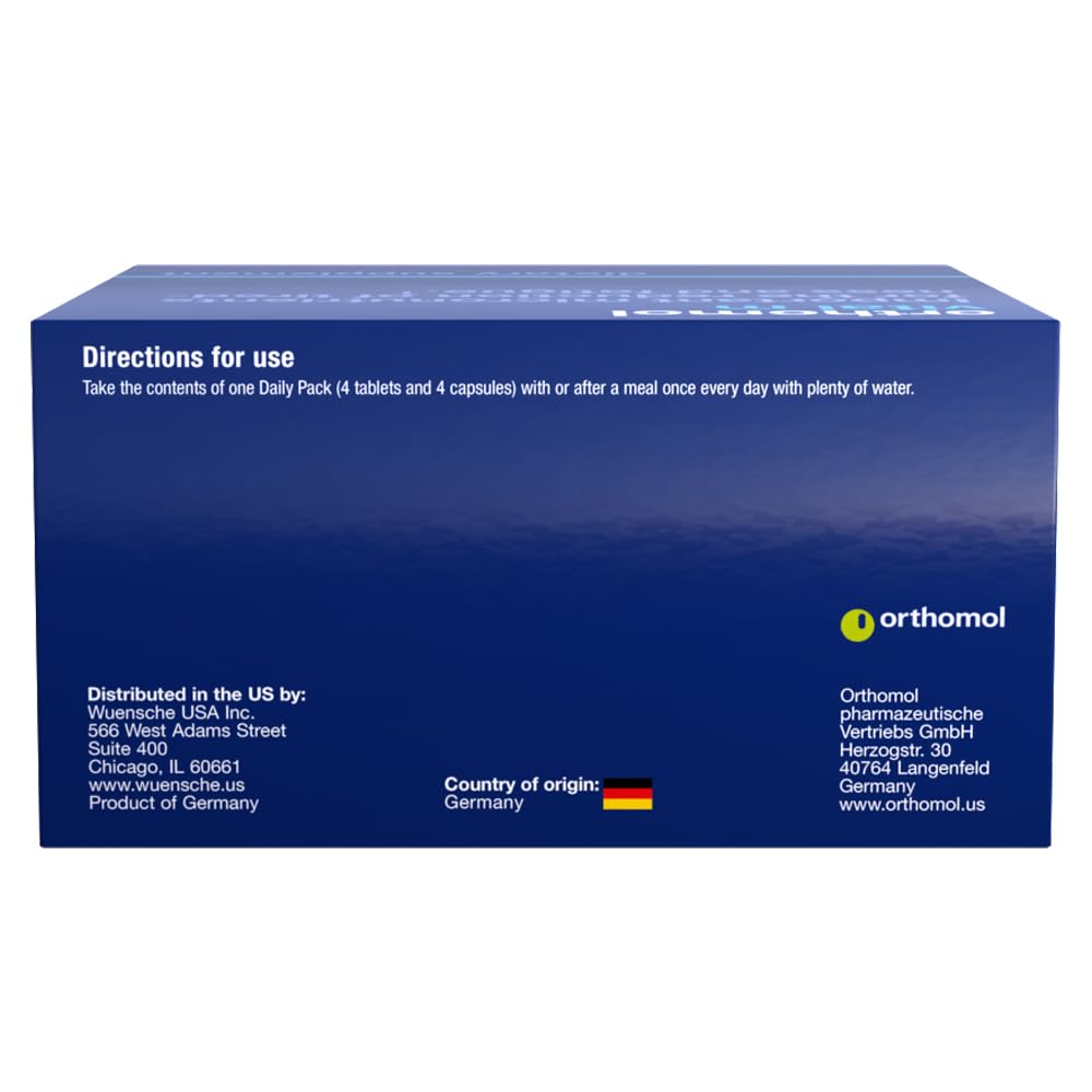 Orthomol Vital M vitamin C and B complex close-up showing essential micronutrients for everyday energy support