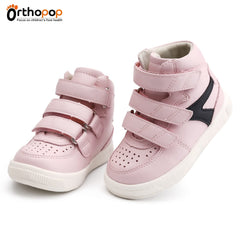 Orthopop kids U-shaped insole shoes pink, stabilizes arch and prevents lateral movement.