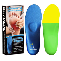 Orthostride metatarsalgia insole with forefoot pad provides targeted forefoot relief during daily wear.