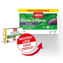 Ortis Fruits & Fibres Regular dates and fiber content visual.