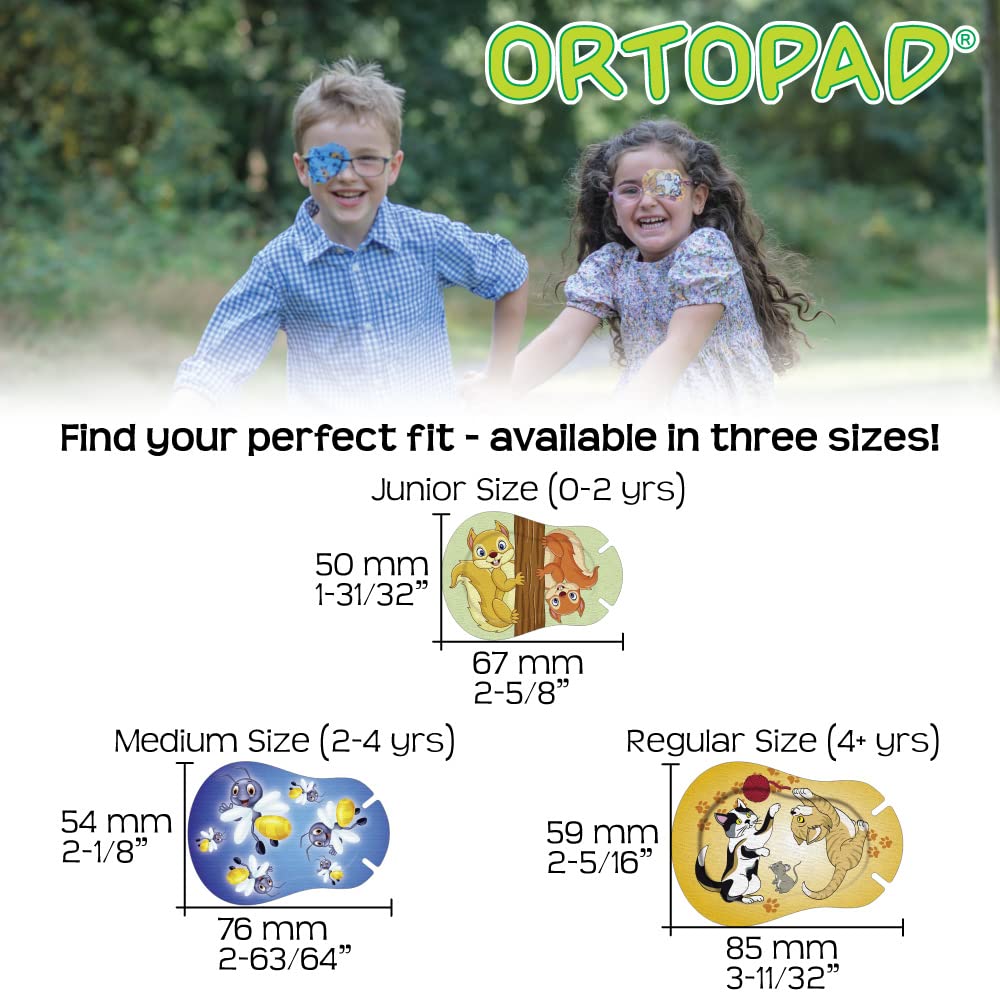 Ortopad regular-size eye patches with breathable hypoallergenic adhesive.