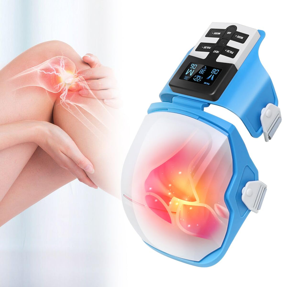 OSITO Knee Massager with heat on knee for soothing warmth.