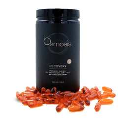 OSMOSIS Recovery bottle front view with soft gel caps for facial volume support.
