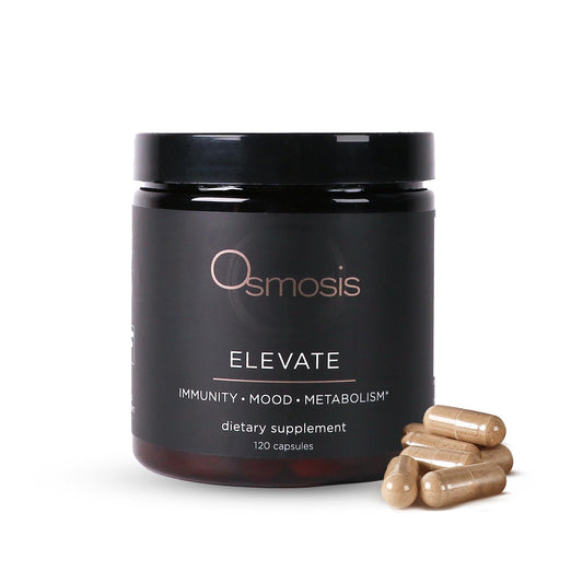 OSMOSIS Elevate bottle front view highlighting the premium capsules for daily vitality