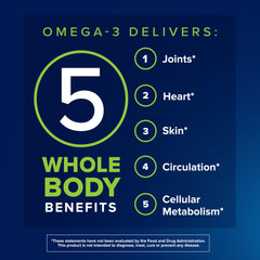 Osteo Bi-Flex Omega-3 softgels close-up showing plant-based omega-3 benefits for joints