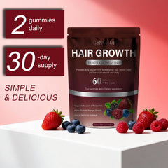 OUHENGTEK ingredients panel highlights biotin, keratin and plant extracts.