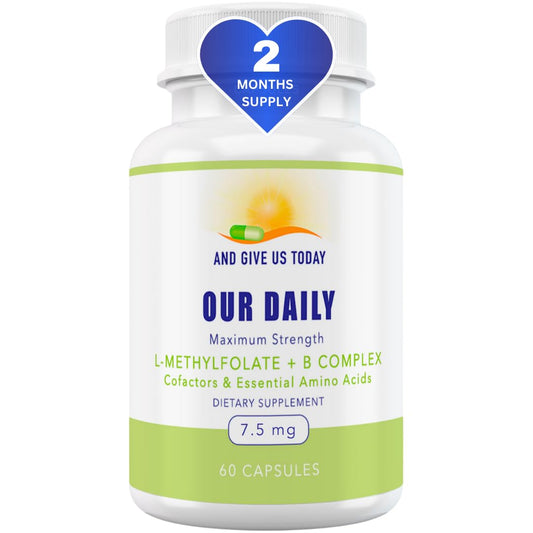 Our Daily Vites L-Methylfolate B Complex bottle for daily energy and focus support