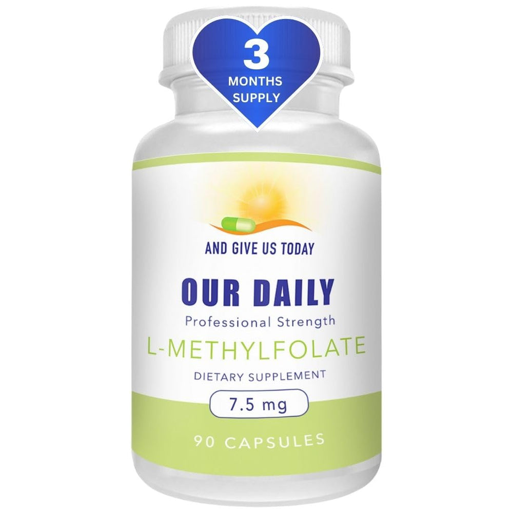 Our Daily Vites L-Methylfolate bottle front showing maximum strength folate for daily wellness.
