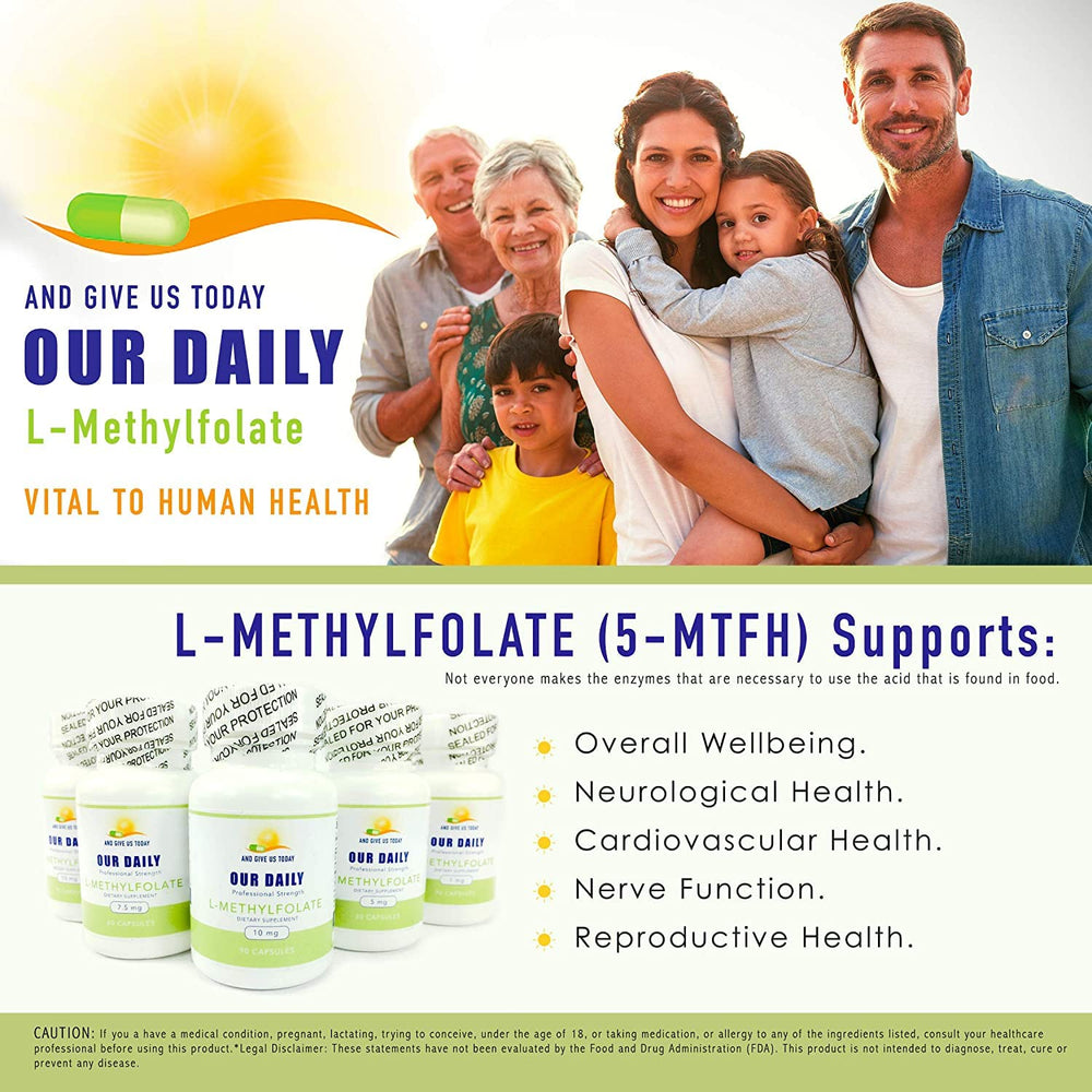 Compact on-the-go packaging keeps Our Daily Vites methylfolate convenient.