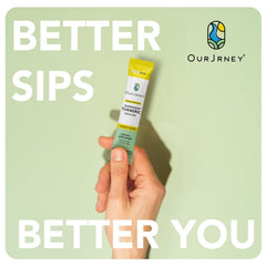 Product label for OurJrney nano turmeric drink mango on a clean background.