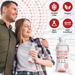 Outback Naturals Complete Liquid Multivitamin peach flavor image conveys tasty, sugar-free taste