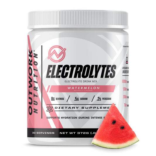 Outwork Nutrition Electrolytes Powder Watermelon bottle for steady hydration during workouts