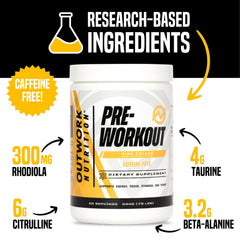 Outwork Nutrition non-stim pre-workout shaker ready for an evening training session.