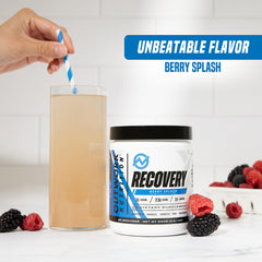 Outwork Nutrition post-workout recovery label closeup highlights transparent ingredient info