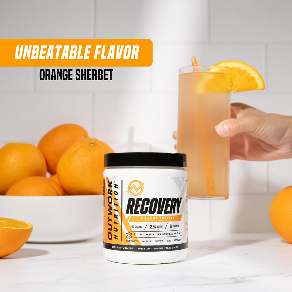 Outwork Nutrition Orange Sherbet shake ready for post-workout refreshment