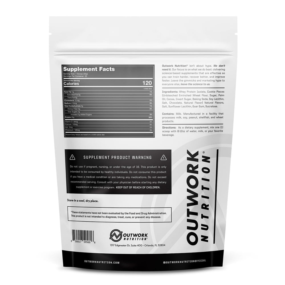 Outwork Nutrition whey isolate jar on a gym bench ready to use