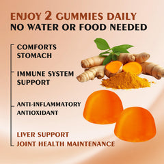 OUYIYUA Turmeric Gummies pack shot showing pineapple flavor and non-GMO, sugar-free formula.