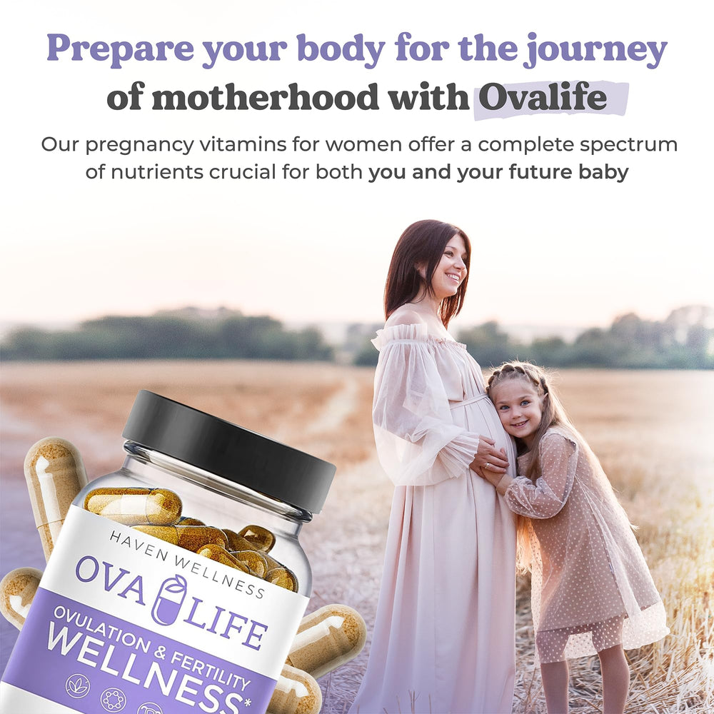 Ovalife 22 active ingredients shown in bottle for hormone balance and ovulation.