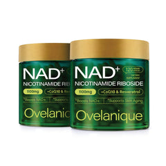 Ovelanique NAD supplement bottle front highlighting daily energy support.