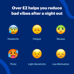 OVER EZ after-party use depicted in a realistic night-out scenario