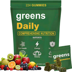 Oviaapo Greens Gummies bottle on kitchen counter illustrating daily energy support