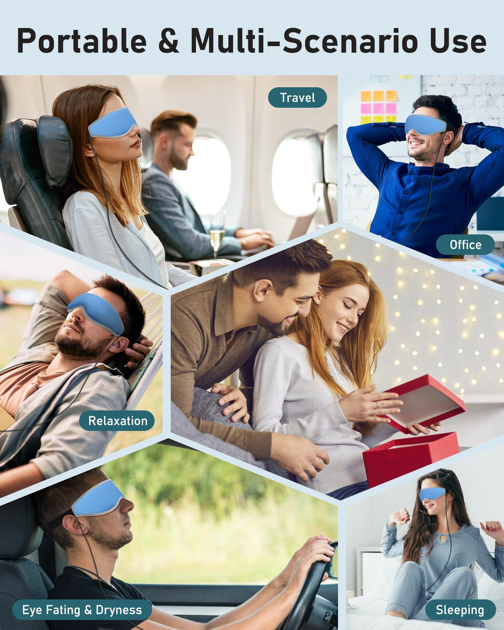 OVVGO heated eye mask soft dual-layer fabric for breathability