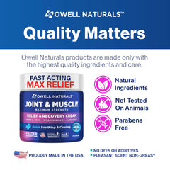 Natural menthol and camphor blend in OWELL Naturals Joint Cream for refreshing relief
