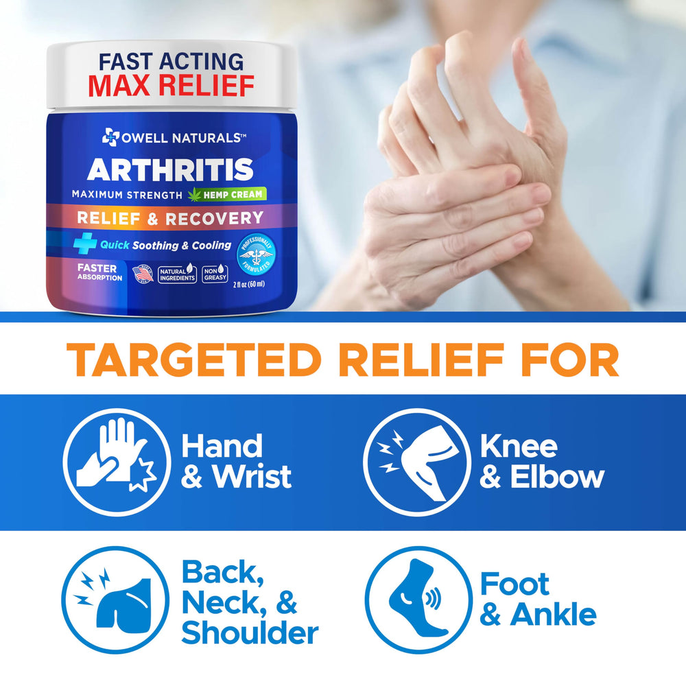 Owell Naturals Joint & Muscle Cream application demonstrates quick-absorb formula for on-the-go relief