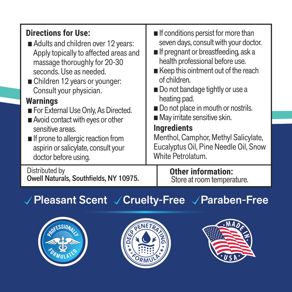 OWELL NATURALS Neuropathy Nerve Relief Ointment made in the USA