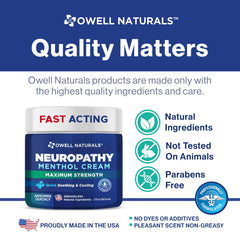 Owell Naturals Neuropathy Cream non-greasy texture for daily use
