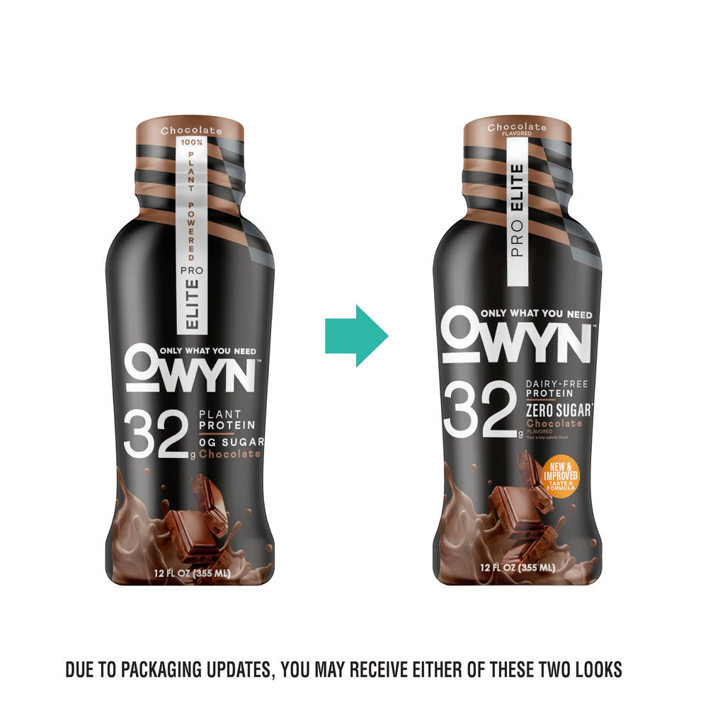 OWYN Pro Elite vanilla shake bottle for post-workout recovery.