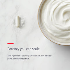Oxiceutics MyReuteri packaging open reveals easy-to-use probiotic routine.