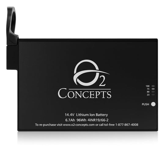 Oxlife Independence Battery in use provides extended portable power for an oxygen concentrator.