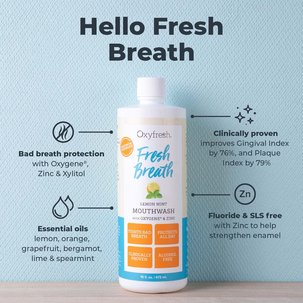 Oxyfresh Lemon Mint pour-spout close-up for easy, mess-free dosing.