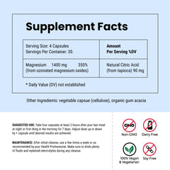 Super OxyFlush instruction card beside bottle detailing dosage and daily use.