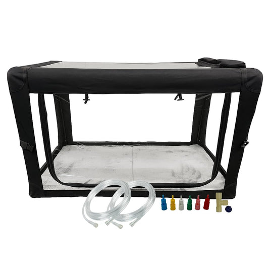 Oxygen cage for pets collapsible structure enables easy transport and storage