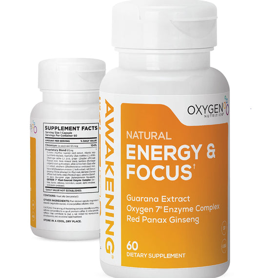 Oxygen Nutrition Awakening bottle front shows natural energy and focus support.