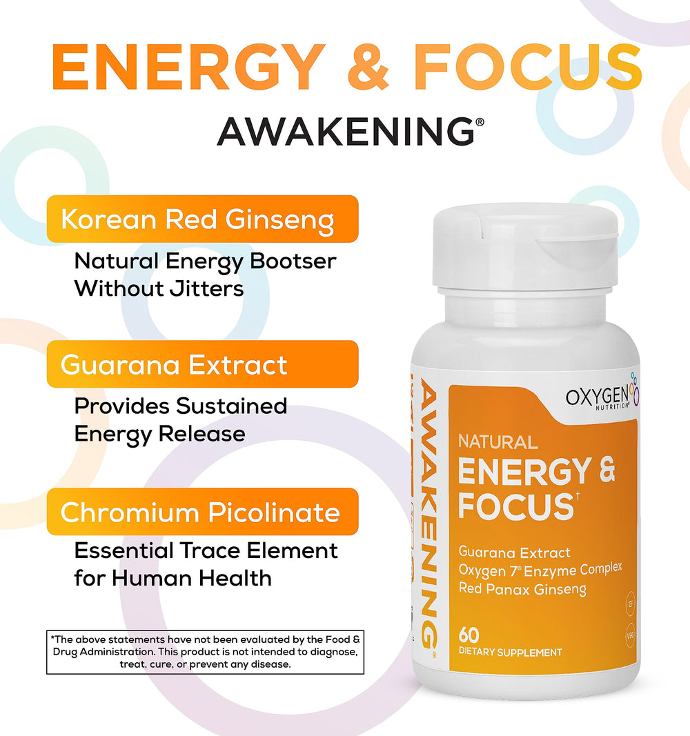 Capsules close-up, Oxygen Nutrition for sustained energy and focus.