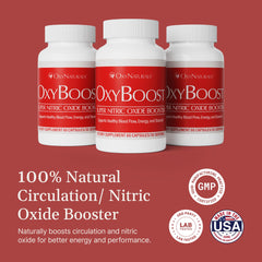 OxyNaturals OxyBoost capsules in blister pack suggesting heart health benefits.