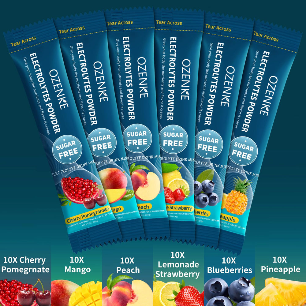 OZENKE cherry-pomegranate flavor sticks for refreshing hydration on travel.