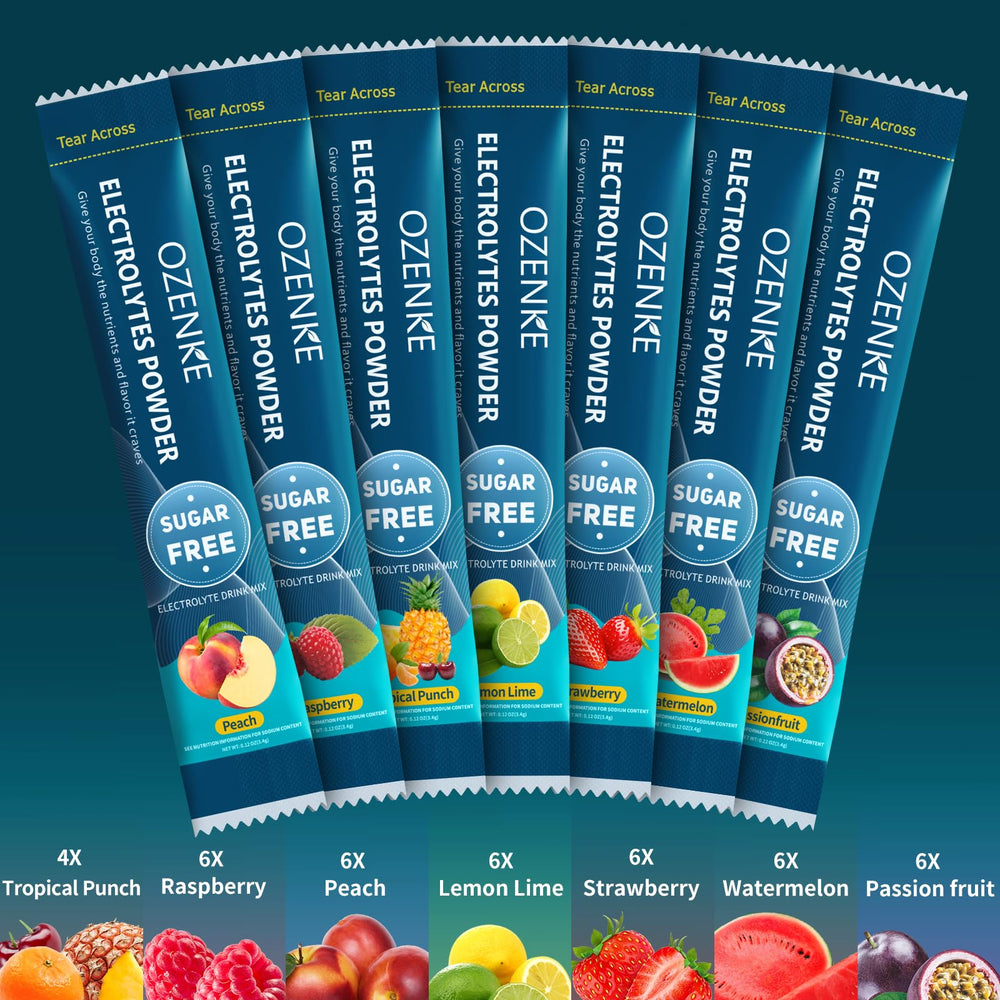 OZENKE raspberry electrolyte packet offers a sugar-free refresh after exercise