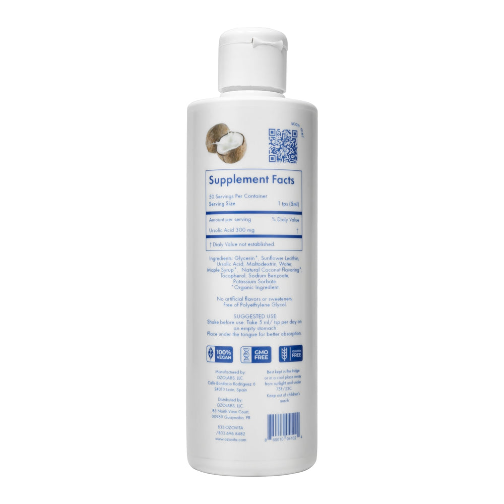 OZOVITA ursolic acid liquid extract being poured for easy daily dosing
