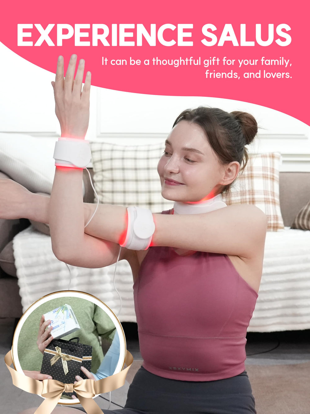 P PEACH TECH Salus on the ankle for circulation and relaxation.